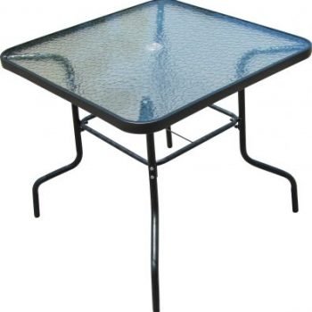 שולחן מרובע משולב עם מתכת וזכוכית