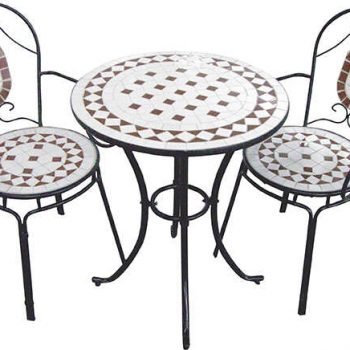 שולחן פסיפס עגול + 2 כסאות