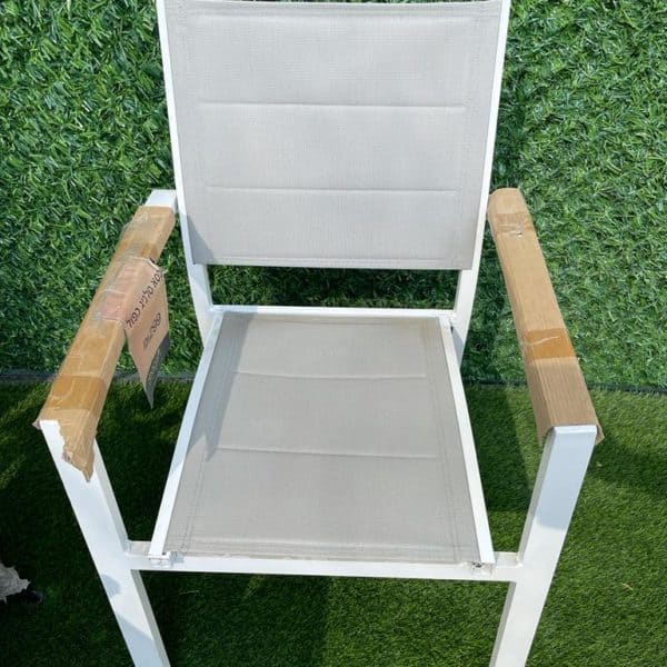 כיסא אלומיניום לבן עם סלינג כפול