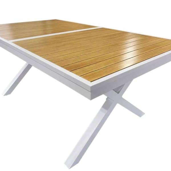 שולחן אלומיניום x דמוי עץ