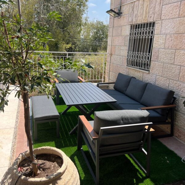 פינת ישיבה אלומיניום תלת מושבית+ספסל דגם “ליאון”