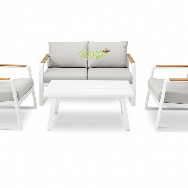 פינת ישיבה דו מושבית אלומיניום דגם “רודוס”