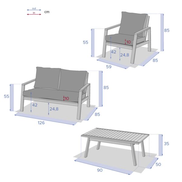 פינת ישיבה דו מושבית מעץ מלא דגם “רפאל”