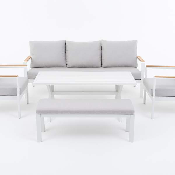 פינת ישיבה תלת מושבית מאלומיניום דגם “ספורה”