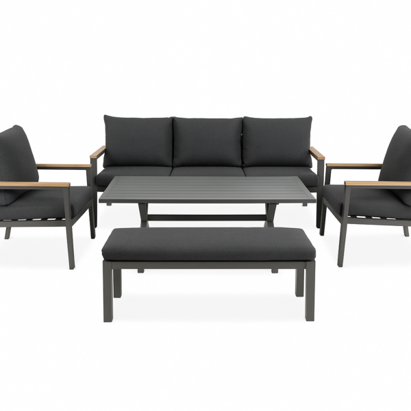 פינת ישיבה תלת מושבית מאלומיניום דגם “ספורה”