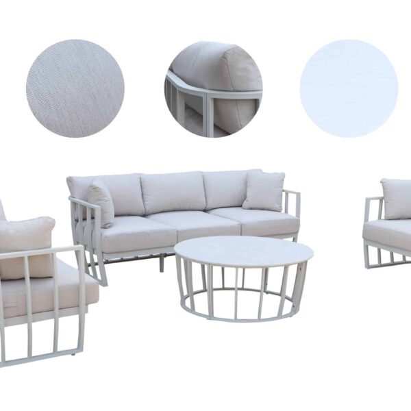 מערכת ישיבה אלומיניום מפוארת דגם QUEEN צבע בז’