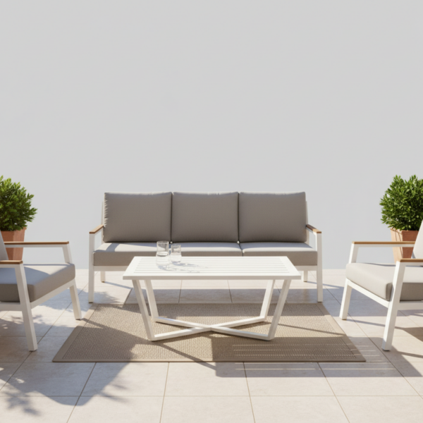 פינת ישיבה תלת מושבית מאלומיניום דגם “שירה”