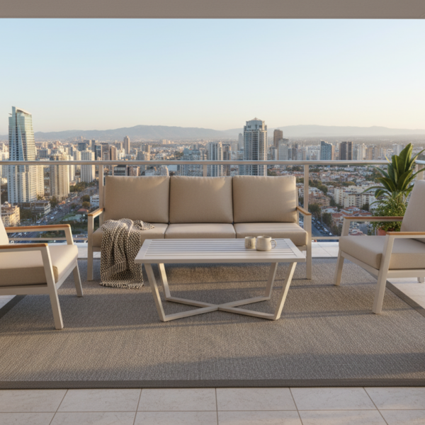 פינת ישיבה תלת מושבית מאלומיניום דגם “שירה”