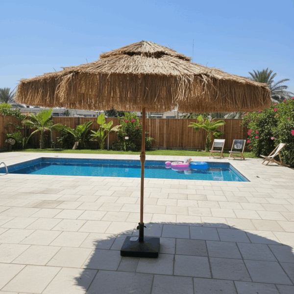 שמשיית קש רפאיה יוקרתית – דגם “הוואי” עם קומה כפולה קוטר 2.7